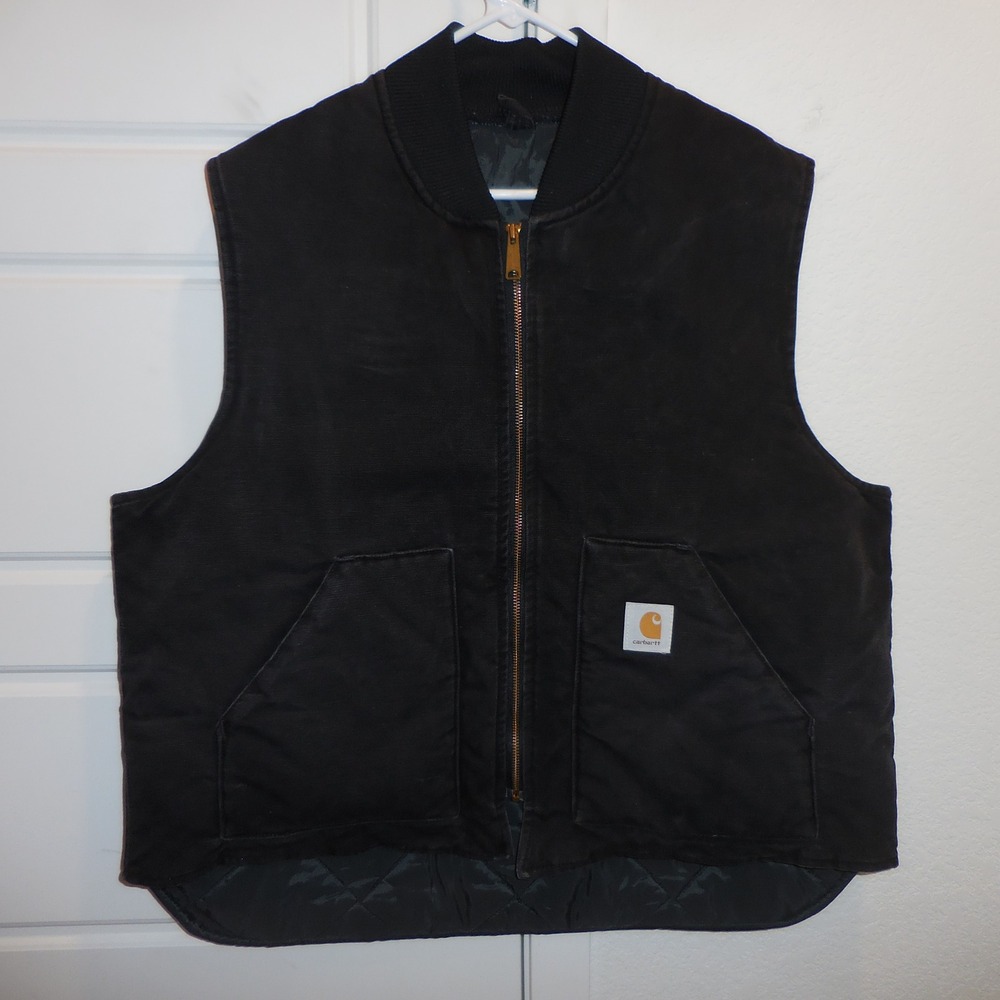 Carhartt VQ185 Black Duck Canvas Quilted Lined Vest Mens XXL Made USA Union Made